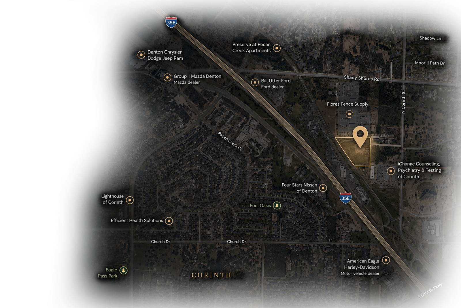 Map of the Azalia Meadows site in Corinth, Texas